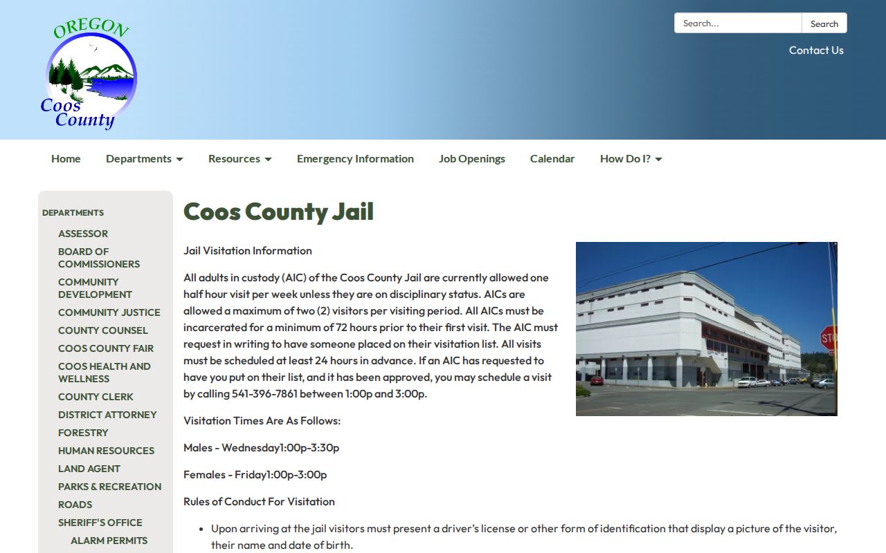 Coos County Jail release resources and roster links
